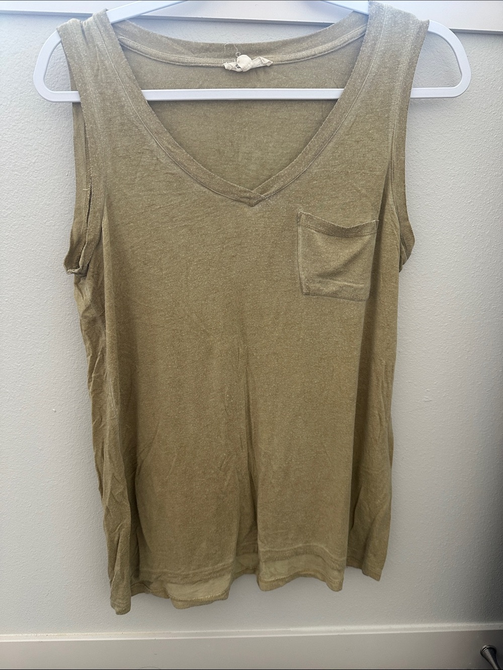 Jane and Delancey Olive Green V-Neck Pocket Tank